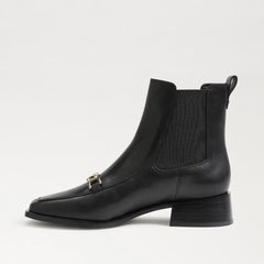 Sam Edelman Torance Black Leather Pull On Square Toe Bit Chain Chelsea Booties