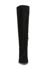 Vince Camuto Nestel Black Suede Fashion Rounded Toe Block Heel Knee High Boots