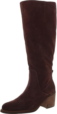 Sam Edelman Soyer Cafe Noir Wide Calf Block Heeled Knee High Western Boots