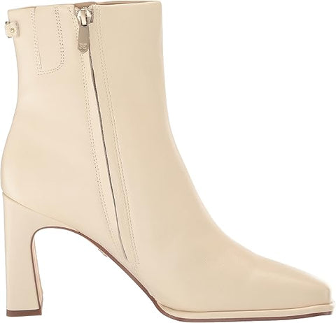 Sam Edelman Irie Modern Ivory Squared Toe Block Heeled Fashion Ankle Booties
