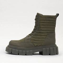 Sam Edelman Olympia Olive Chunky Lug Sole Lace Up Rounded Toe Ankle Combat Boots