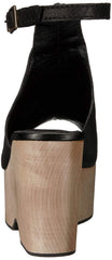 Kelsi Dagger Brooklyn Black Mule Ankle Buckle Open Toe Platform Heeled Sandals