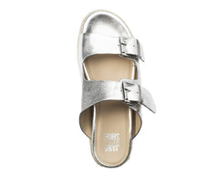 Jane and the Shoe Jojo Silver Two Buckle Fashion Open Toe Platform Sandals