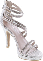Top Moda Inna-1 Champagne Sandals High Heel Ankle Strap Open Toe Sandals