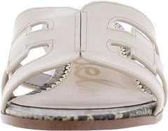Sam Edelman Illie Bright White Leather Slip On Open Toe Heeled Slides Sandals