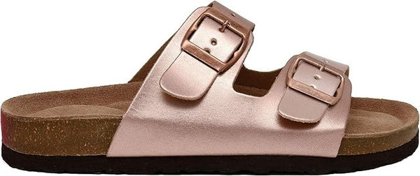 Cushionaire ladies slip on sandals adjustable buckles