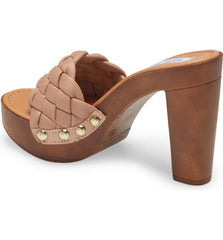 Steve Madden Kashtyn Tan Fashion Slip On Mule Open Toe Braided Platform Sandal