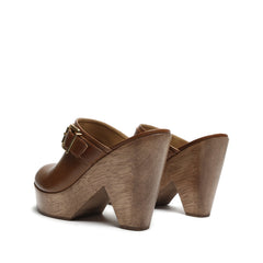 Schutz Nikyta Dark Brown Slip On Rounded Toe Cone-shaped High Heel Sandals