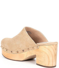Steve Madden Brooklyn-1 Taupe Suede Fashion Embellished Platform Rhinestone Clog