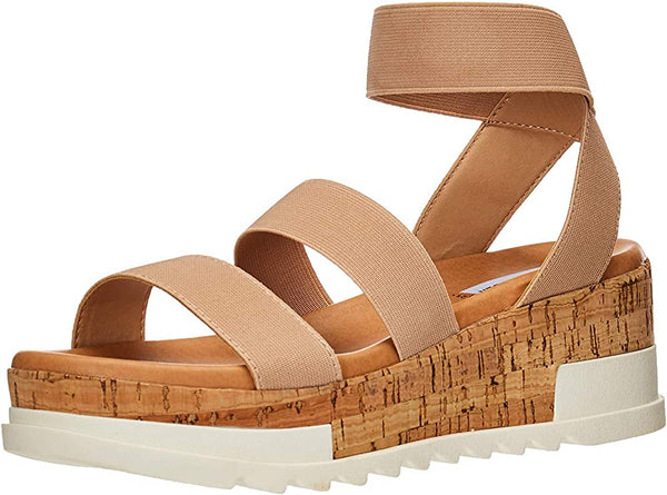 Steve Madden Bandi Blush Cork-Wrapped Textile Ankle Strap Platform Wedge Sandal