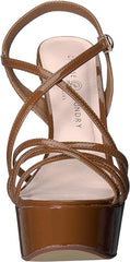 Chinese Laundry Teaser Espresso Patent Ankle Strap Open Toe Platform Sandals