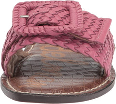 Sam Edelman Gabriela Carmine Rose Open Toe Slip On Leather Flat Slides Sandals