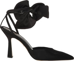 Sam Edelman Halie Black Suede Pointed Toe Stiletto Heeled Bow Detailed Pumps