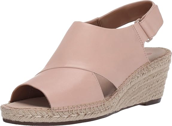 Clarks Petrina Abby Blush Leather Fashion Open Toe Slingback Wedges Sandals 7
