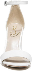 Sam Edelman Yaro Bright White Leather Ankle Strap Open Toe Block Heeled Sandals