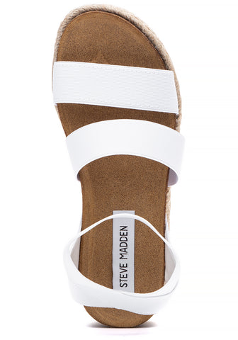 Steve Madden Kimmie White Rounded Open Toe Platform Espadrille Wedge Sandals