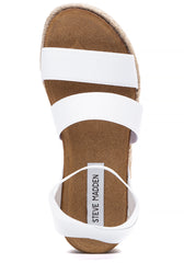 Steve Madden Kimmie White Rounded Open Toe Platform Espadrille Wedge Sandals