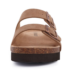 Orado Platform Apricot Suede Sandals Women Soft Cork Footbed Summer Slides
