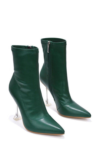 Renee Ankle Boot Pointed Toe Perspex Clear Stiletto Heel Ankle Fashion Booties