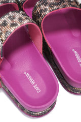 Cape Robbin Praise Pink Footbed Platform Rhinestone Slip On Sandals Leopard