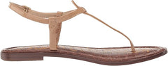 Sam Edelman Gigi Almond Patent Embossed Open Toe Ankle Strap Wide Flats Sandals