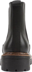 Soda Pilot Black/Tan Welt Pu Pull On Round Toe Chunky Platform Ankle Boots