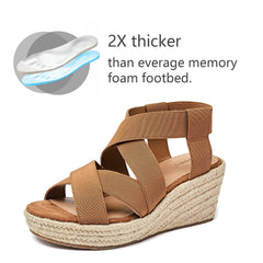 Luoika Women's Wide Wedge Sandals, Ankle Strap Flat Wedge Platform Heel Sandas