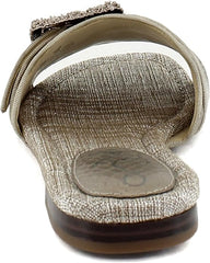Sam Edelman Bambi Pewter Snake Buckle Detailed Open Toe Slip On Flat Sandals