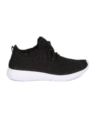 Cape Robbin Haven-1 BLACK Fabric Knitted Lace Up Low Top Jogging Sneakers