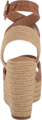 Sam Edelman Vada Cuoio Ankle Strap Squared Open Toe Wedge Heeled Sandals