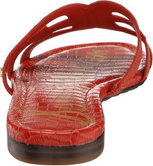 Sam Edelman Bay Terra Orange Slide Open-Toe Slip-On Leather Flat Sandals Wide