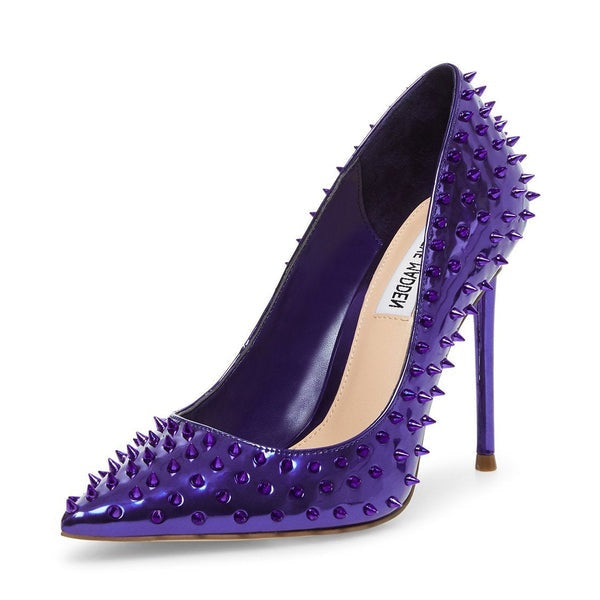 Steve Madden Vala-S Purple Stud Printed High Stiletto Pointed Toe Dress Pumps