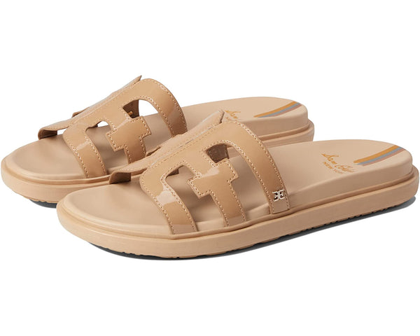 Sam Edelman Valeri Almond Open Toe Slip On Classic Leather Slides Sandals