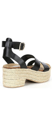 Steve Madden Kelton Black Leather Ankle Strap Open Rounded Toe Heeled Sandals