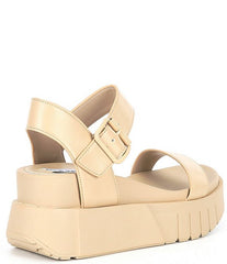 Steve Madden Pastry Tan Ankle Strap Rounded Open Toe Chunky Platform Sandals