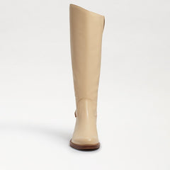 Sam Edelman Mikala Eggshell Block Heel Round Toe Zipper Leather Knee High Boots