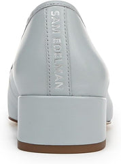 Sam Edelman Rosa Cape Blue Squared Toe Bow Detailed Slip On Block Heeled Pumps