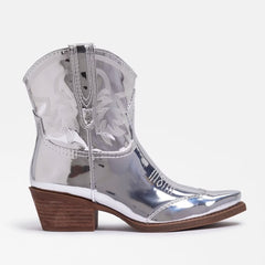 Circus by Sam Edelman Josephina Soft Silver Pointed Toe Heeled Western Booties