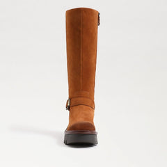 Sam Edelman Carter Stable Brown Buckle Detailed Chunky Heel Knee High Boots