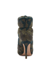 Jessica Simpson Padina Camo Green Quilted Puffer Pointed Toe Ankle Bootie Boots