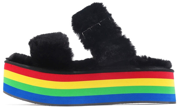 Cape Robbin The Club Black Slip On open Toe Platform Sandals Mule Slip On