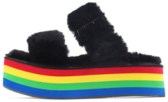 Cape Robbin The Club Black Slip On open Toe Platform Sandals Mule Slip On