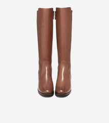 Cole Haan Noelle Chainstitch Leather/Stretch Rounded Toe Knee High Boots