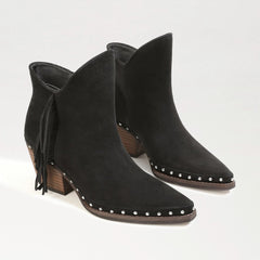 Sam Edelman Willie Pointed Toe Western Block Heel Womens Fringe Ankle Booties