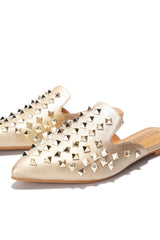 Cape Robbin Enny Gold Slip On Closed Pointed Toe Embellishment Detailed Sandal