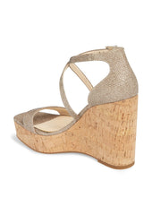 Jessica Simpson STASSI Gold Glitter Open Toe Wedge Sandals Platform Pumps