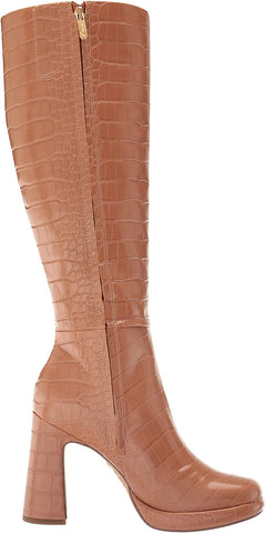 Circus by Sam Edelman Freda Light Brown Croc Print Knee High Side Zip Heel Boots