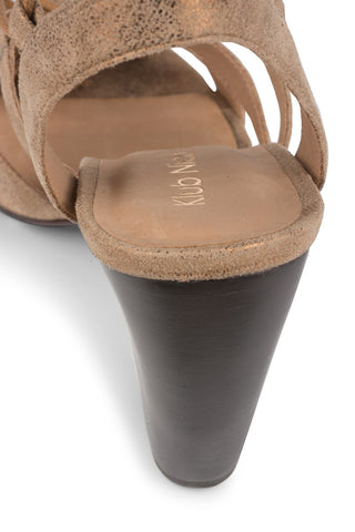 Klub Nico MAXINE Bronze Leather open Toe Cone Heeled Tie Up Dress Sandals Pumps