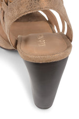 Klub Nico MAXINE Bronze Leather open Toe Cone Heeled Tie Up Dress Sandals Pumps