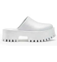 Jeffrey Campbell Clogge Silver Fashion Slip On Slide Chunky Platform Sandals